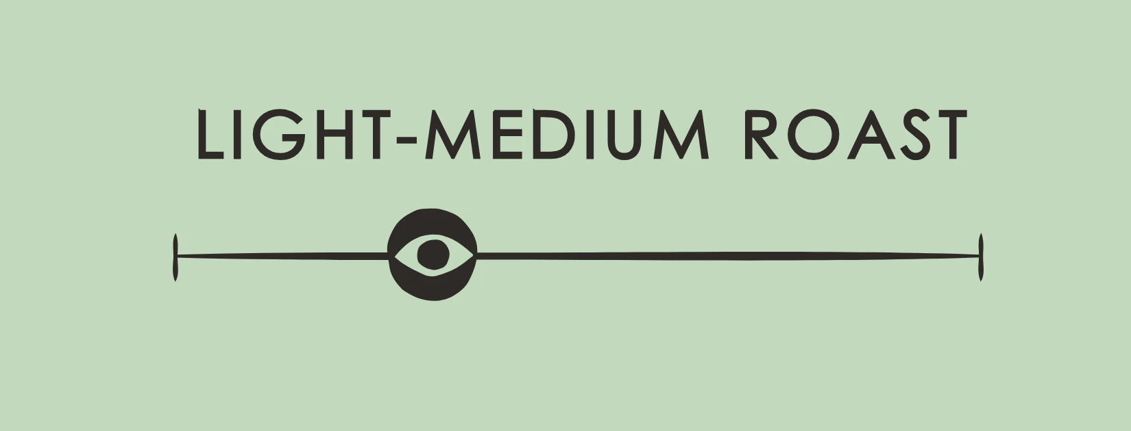 Light medium roast coffee indicator scale for Riverside Half Caff blend by Oval Coffee Roasters featuring 50 50 half caffeine coffee using sugarcane process